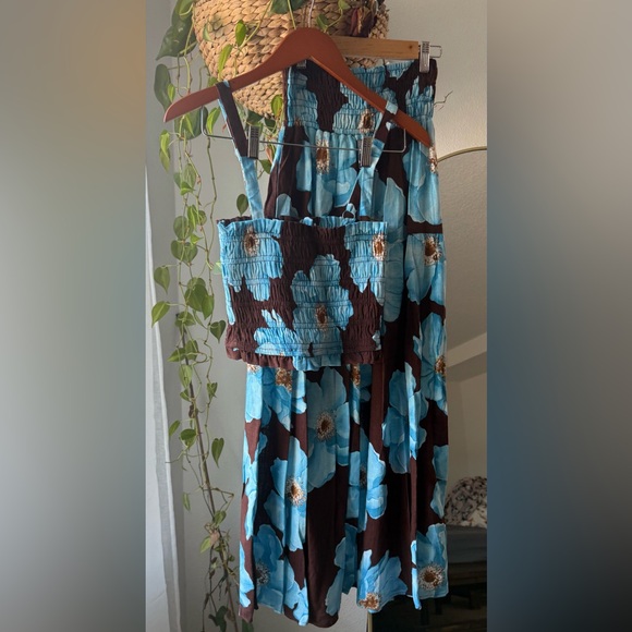Floral Blue and Brown Skirt Set - Picture 2 of 12